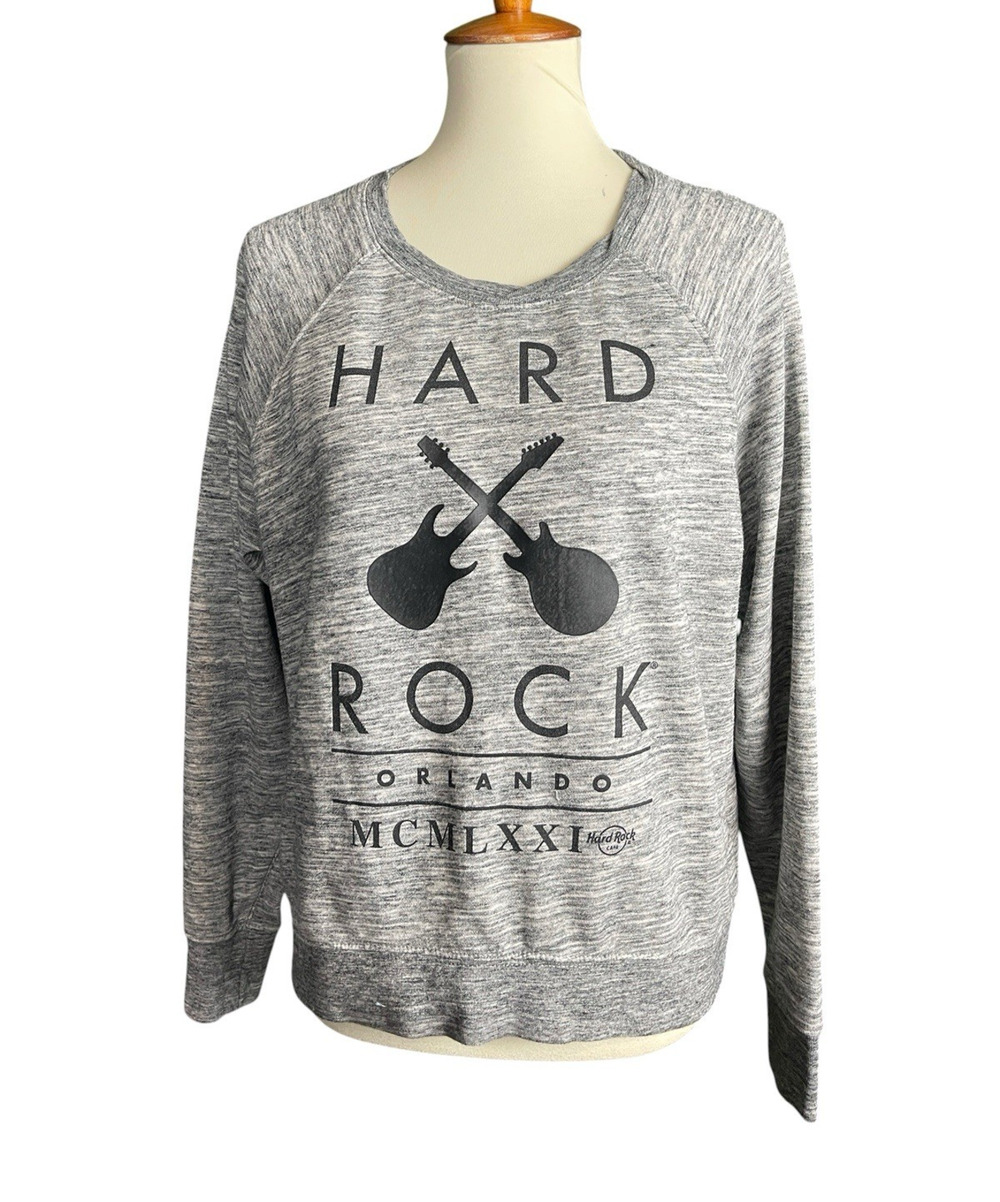 Hard Rock Cafe Women’s Sweatshirt Las Vegas Gray Size XL Back Zip Crop